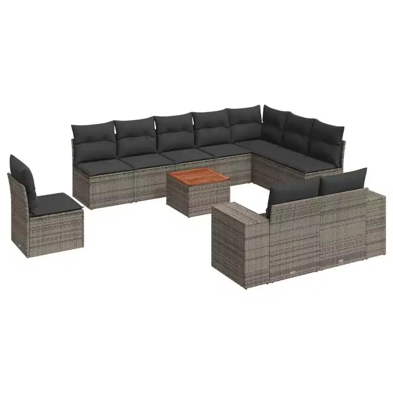 vidaXL Set Divani da Giardino 11 pz con Cuscini in Poly Rattan