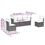 vidaXL 5 Piece Patio Sofa Set with Cushions Black Poly Rattan