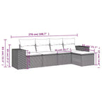 vidaXL Set Divani da Giardino 5 pz con Cuscini in Polyrattan Marrone