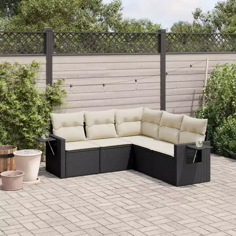 vidaXL Set Divano da Giardino 5 pz con Cuscini, Sezionale Modulare per Esterni, Poly Rattan, Colori Vari