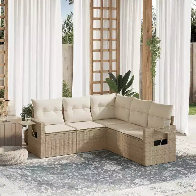 vidaXL Set Divano da Giardino 5 pz con Cuscini, Sezionale Modulare per Esterni, Poly Rattan, Colori Vari