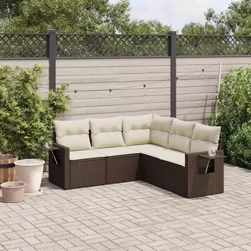 vidaXL Set Divano da Giardino 5 pz con Cuscini, Sezionale Modulare per Esterni, Poly Rattan, Colori Vari