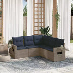 vidaXL Set Divano da Giardino 5 pz con Cuscini, Sezionale Modulare per Esterni, Poly Rattan, Colori Vari