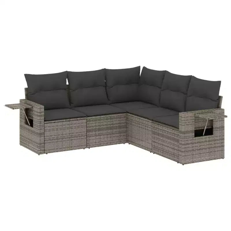 vidaXL Set Divano da Giardino 5 pz con Cuscini, Sezionale Modulare per Esterni, Poly Rattan, Colori Vari