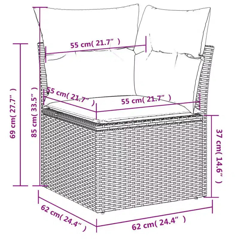 vidaXL Patio Sofa Set with Cushions Outdoor Conversation Furniture Poly Rattan