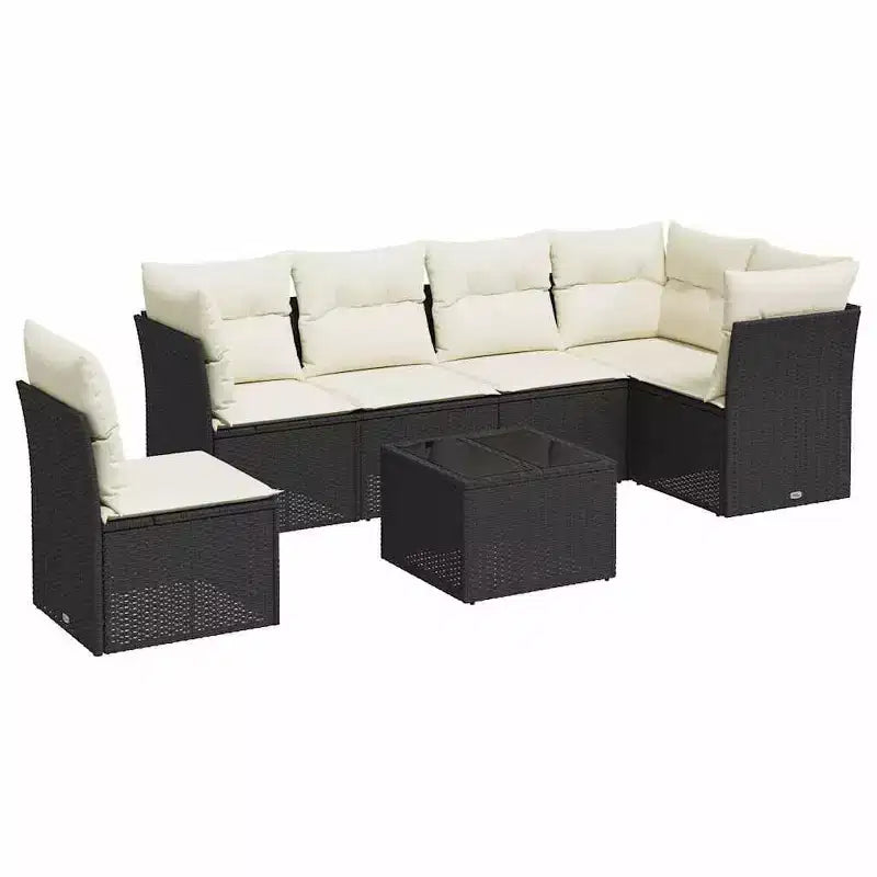 vidaXL Patio Sofa Set with Cushions Outdoor Conversation Furniture Poly Rattan