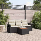 vidaXL 4 Piece Patio Sofa Set with Cushions Black Poly Rattan