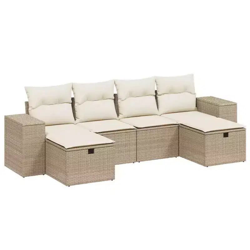 vidaXL Salotto da Giardino con Cuscini Mobili da Esterno 6 Pezzi in Polyrattan