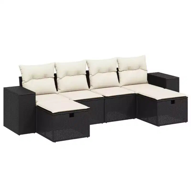 vidaXL Salotto da Giardino con Cuscini Mobili da Esterno 6 Pezzi in Polyrattan