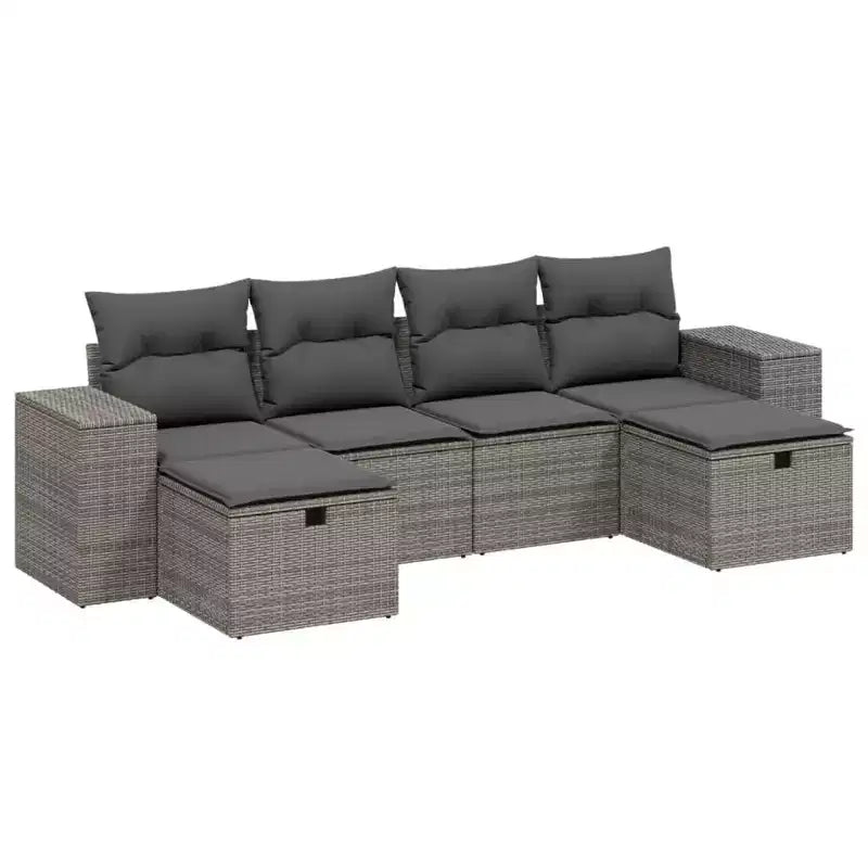 vidaXL Salotto da Giardino con Cuscini Mobili da Esterno 6 Pezzi in Polyrattan