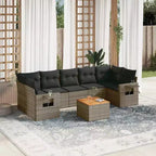 vidaXL Set Divani da Giardino 8 pz con Cuscini Grigio Polyrattan