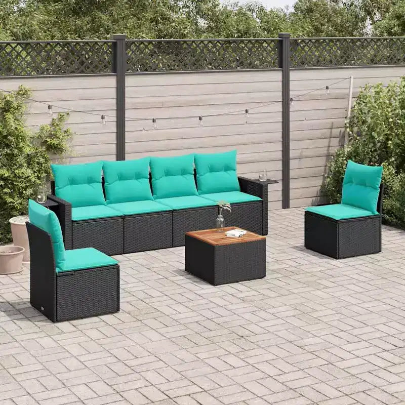 vidaXL 7 Piece Garden Sofa Set with Cushions Grey Poly Rattan