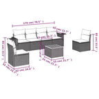 vidaXL 7 Piece Garden Sofa Set with Cushions Grey Poly Rattan