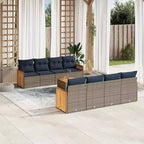 vidaXL Set Divani da Giardino 9 Pezzi con Cuscini in Polyrattan