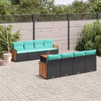 vidaXL Set Divani da Giardino 9 Pezzi con Cuscini in Polyrattan