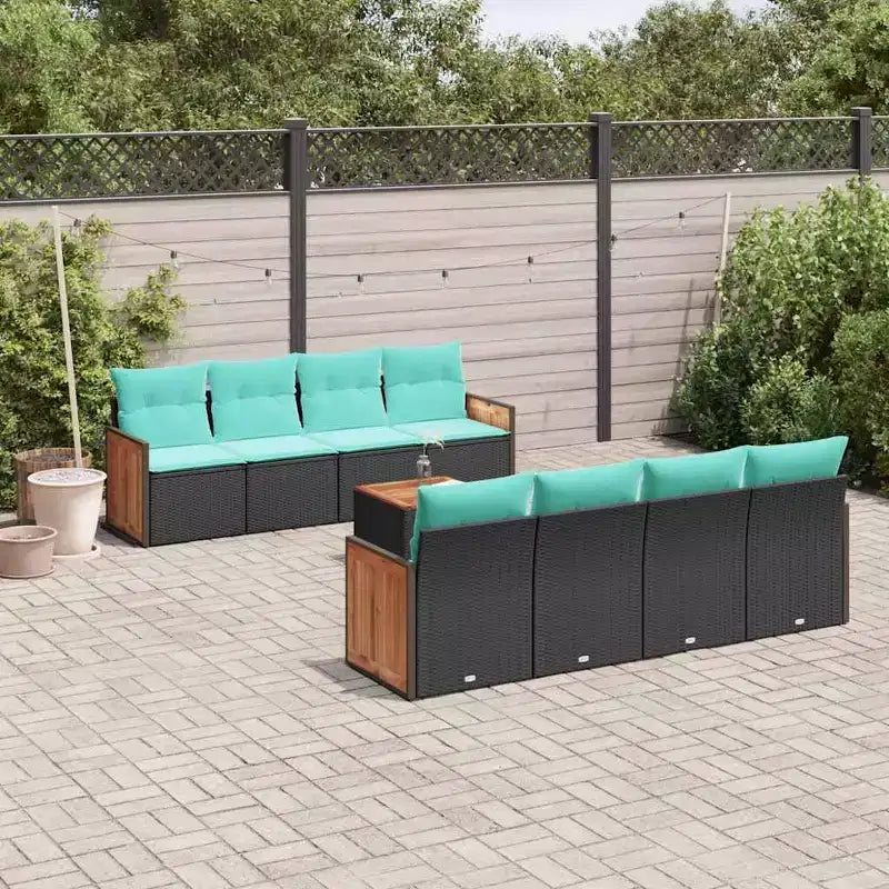 vidaXL Set Divani da Giardino 9 Pezzi con Cuscini in Polyrattan