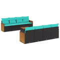 vidaXL Set Divani da Giardino 9 Pezzi con Cuscini in Polyrattan