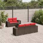 vidaXL Set Divani da Giardino 6 pz con Cuscini Marrone in Polyrattan