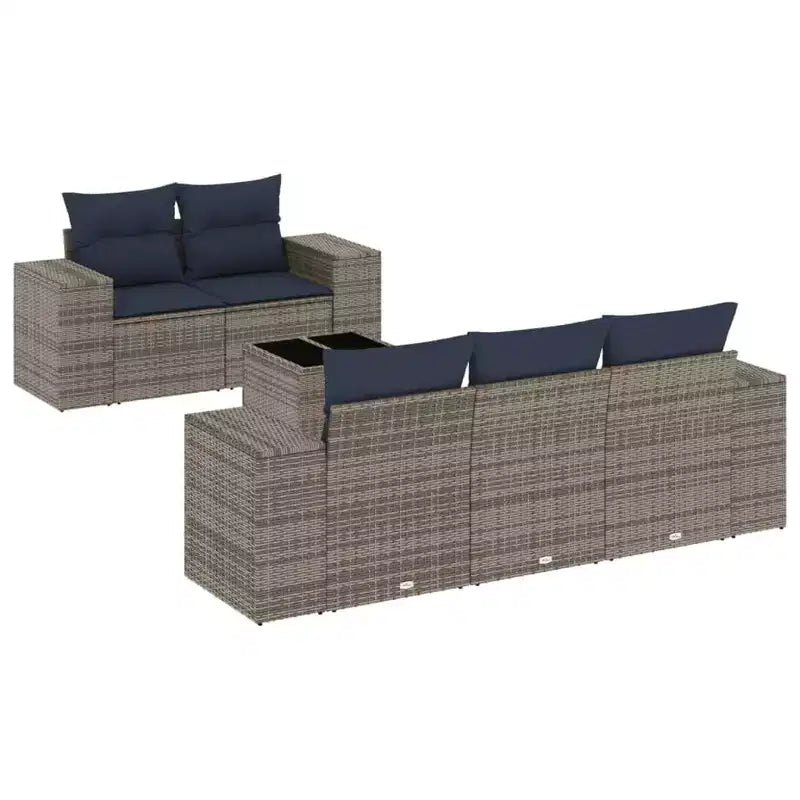 vidaXL Set Divani da Giardino 6 pz con Cuscini Marrone in Polyrattan