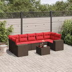 vidaXL Set Divani da Giardino 8 pz con Cuscini in Polyrattan Marrone