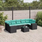 vidaXL Set Divani da Giardino 8 pz con Cuscini in Polyrattan Marrone