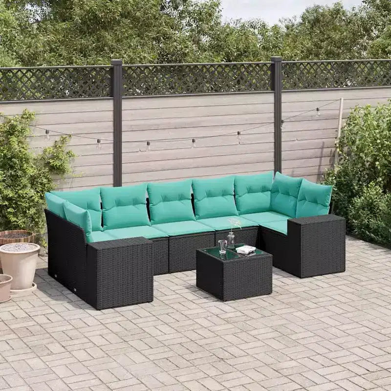 vidaXL Set Divani da Giardino 8 pz con Cuscini in Polyrattan Marrone