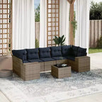 vidaXL Set Divani da Giardino 8 pz con Cuscini in Polyrattan Marrone