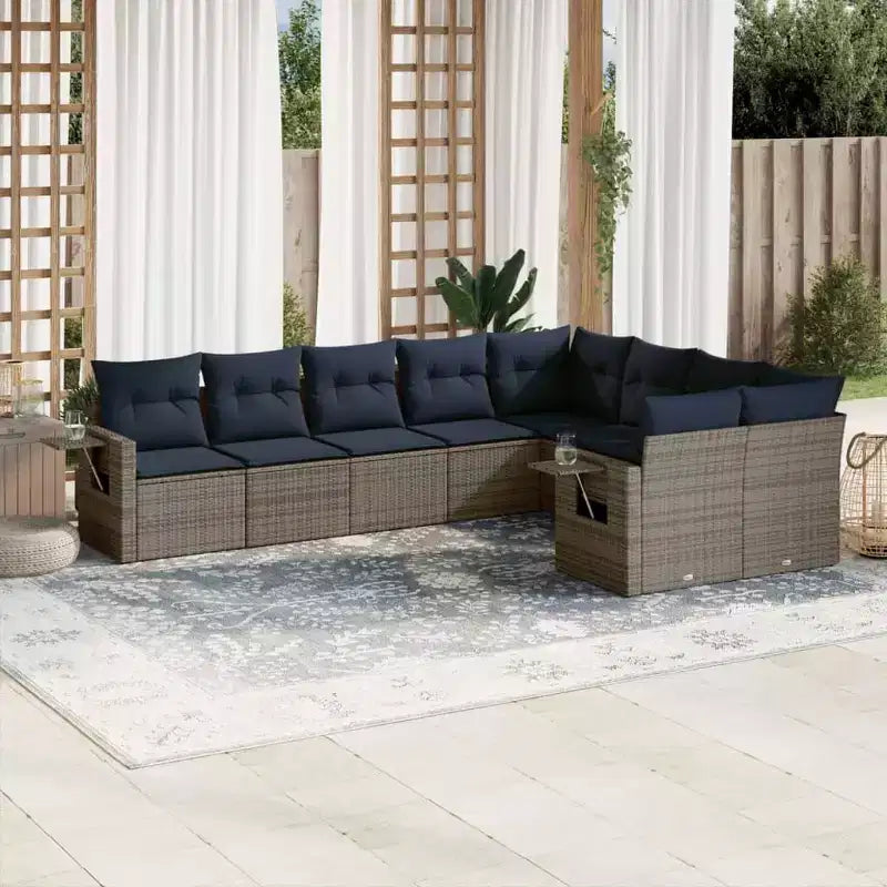 vidaXL Set Divani da Giardino 10 pz con Cuscini in Polyrattan
