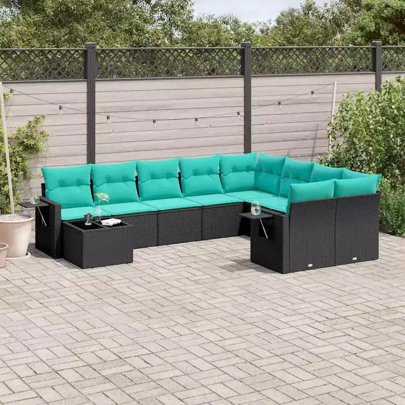 vidaXL Set Divani da Giardino 10 pz con Cuscini in Polyrattan