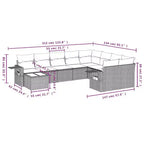vidaXL Set Divani da Giardino 10 pz con Cuscini in Polyrattan