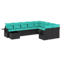 vidaXL Set Divani da Giardino 10 pz con Cuscini in Polyrattan
