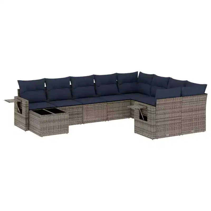 vidaXL 10 Piece Garden Sofa Set with Cushions Poly Rattan