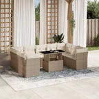 vidaXL 10 Piece Patio Sofa Set with Cushions, Poly Rattan Outdoor Sectional, Modular, Multiple Colors/Models