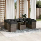 vidaXL 10 Piece Patio Sofa Set with Cushions, Poly Rattan Outdoor Sectional, Modular, Multiple Colors/Models