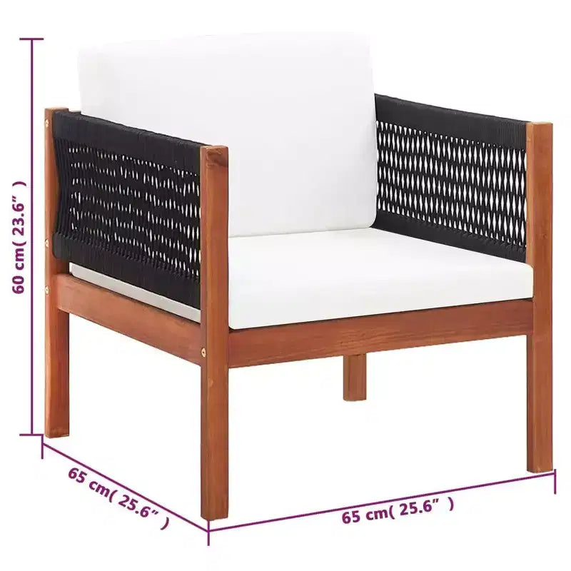 vidaXL 4 Piece Patio Lounge Set Solid Acacia Wood