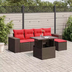 vidaXL Patio Sofa Set with Cushions Table and Couches 6 Piece Poly Rattan