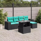 vidaXL Patio Sofa Set with Cushions Table and Couches 6 Piece Poly Rattan