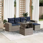 vidaXL Patio Sofa Set with Cushions Table and Couches 6 Piece Poly Rattan