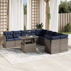 vidaXL Set Divani da Giardino con Cuscini e Tavolo Esterno 11 pz Polyrattan