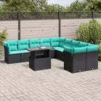 vidaXL Set Divani da Giardino con Cuscini e Tavolo Esterno 11 pz Polyrattan
