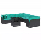 vidaXL Patio Sofa Set with Cushions and Table Outdoor 11 Piece Poly Rattan