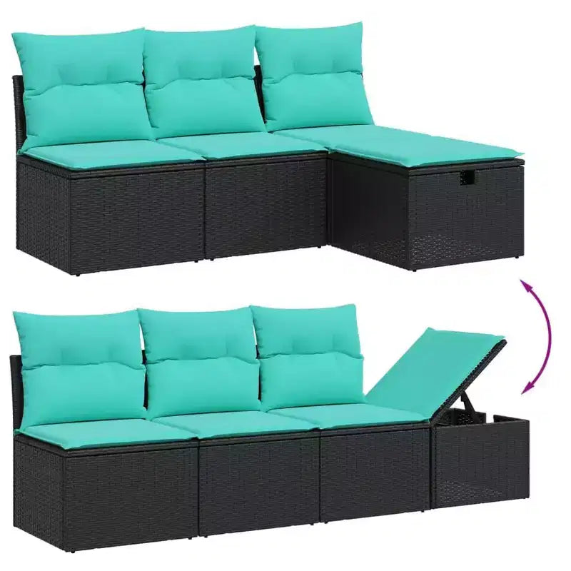 vidaXL Set Divani da Giardino Sezionali con Cuscini, 9 Pezzi, Polyrattan