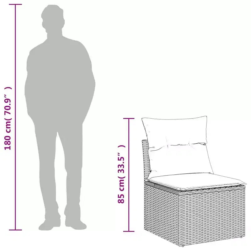 vidaXL Set Divani da Giardino Sezionali con Cuscini, 9 Pezzi, Polyrattan