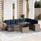 vidaXL Set Divani da Giardino Sezionali con Cuscini, 9 Pezzi, Polyrattan