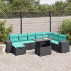 vidaXL Set Divani da Giardino Sezionali con Cuscini, 9 Pezzi, Polyrattan