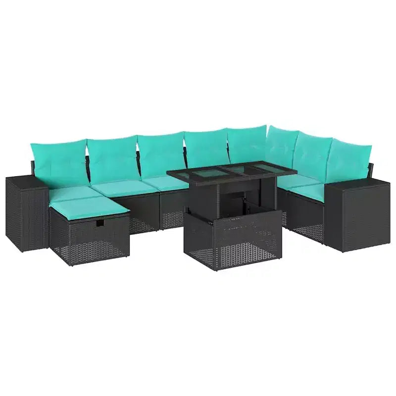 vidaXL Set Divani da Giardino Sezionali con Cuscini, 9 Pezzi, Polyrattan