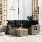 vidaXL Set Divani da Giardino 5 pz con Cuscini Grigio in Polyrattan