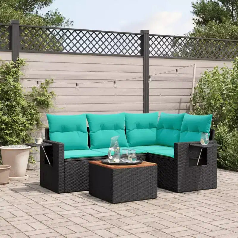 vidaXL Set Divani da Giardino 5 pz con Cuscini Grigio in Polyrattan