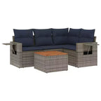 vidaXL 5 Piece Garden Sofa Set with Cushions Grey Poly Rattan