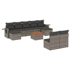 vidaXL 10 Piece Patio Sofa Set with Cushions Gray Poly Rattan